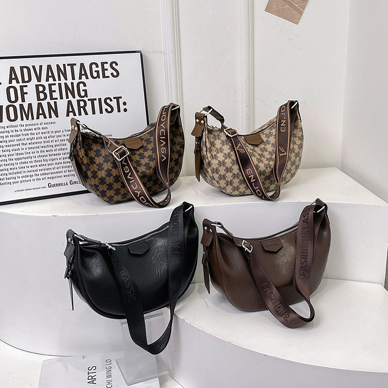 Crescent Print Shoulder Pea Bag New Handbag Crossbody Dumpling Bag