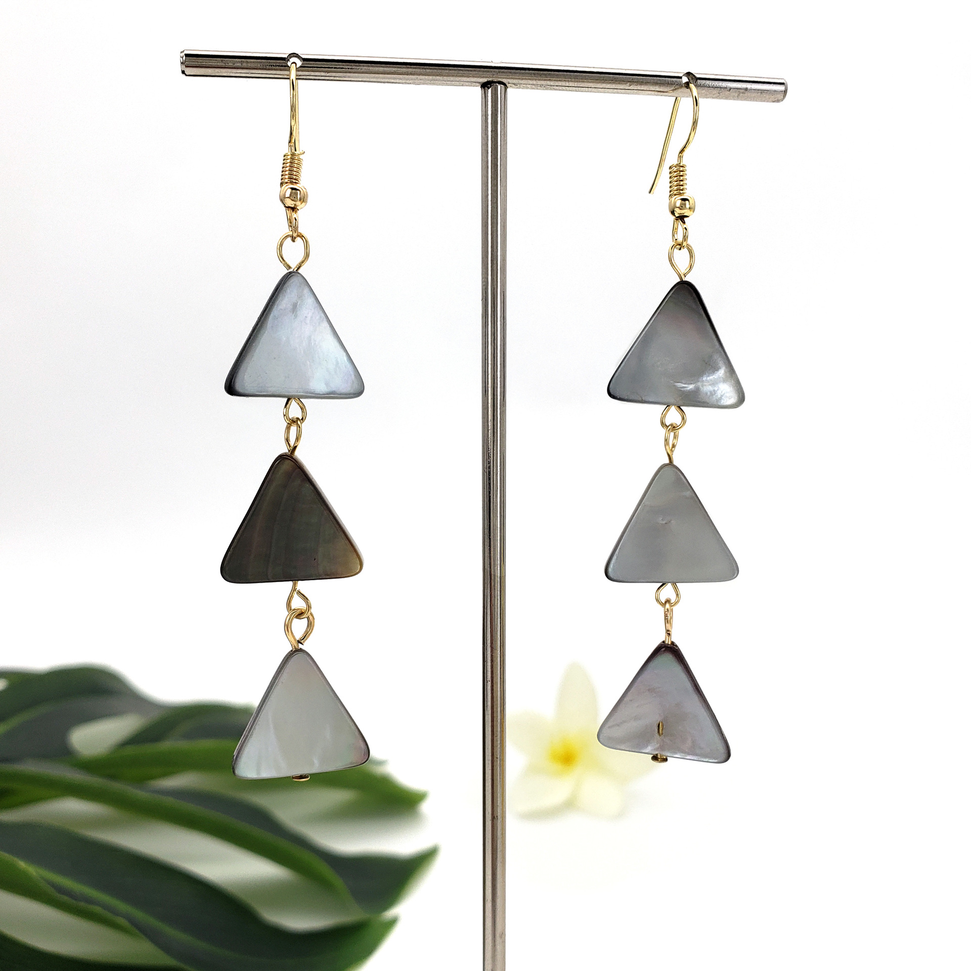 Niche Earrings Natural Black Shell Geometric Tassel Drop Earrings Long Earrings for Women