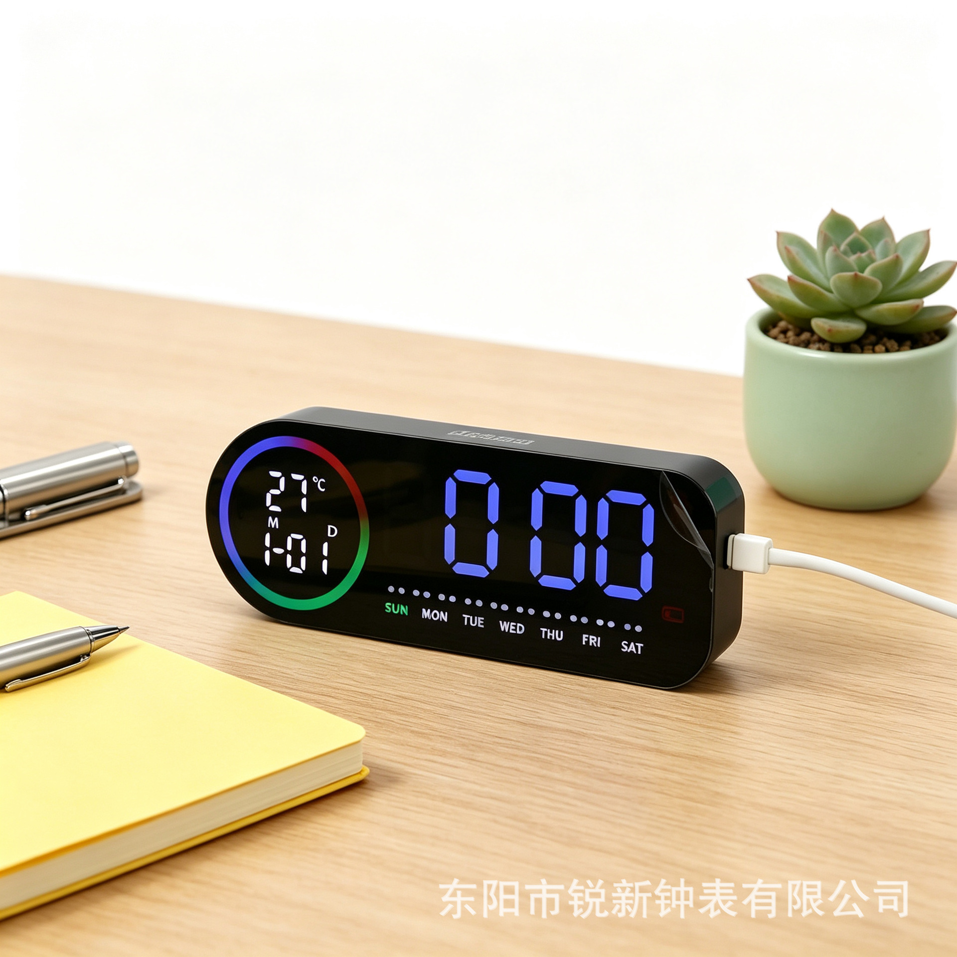 LED digital alarm clock rechargeable luminous desktop ornament smart electronic clock