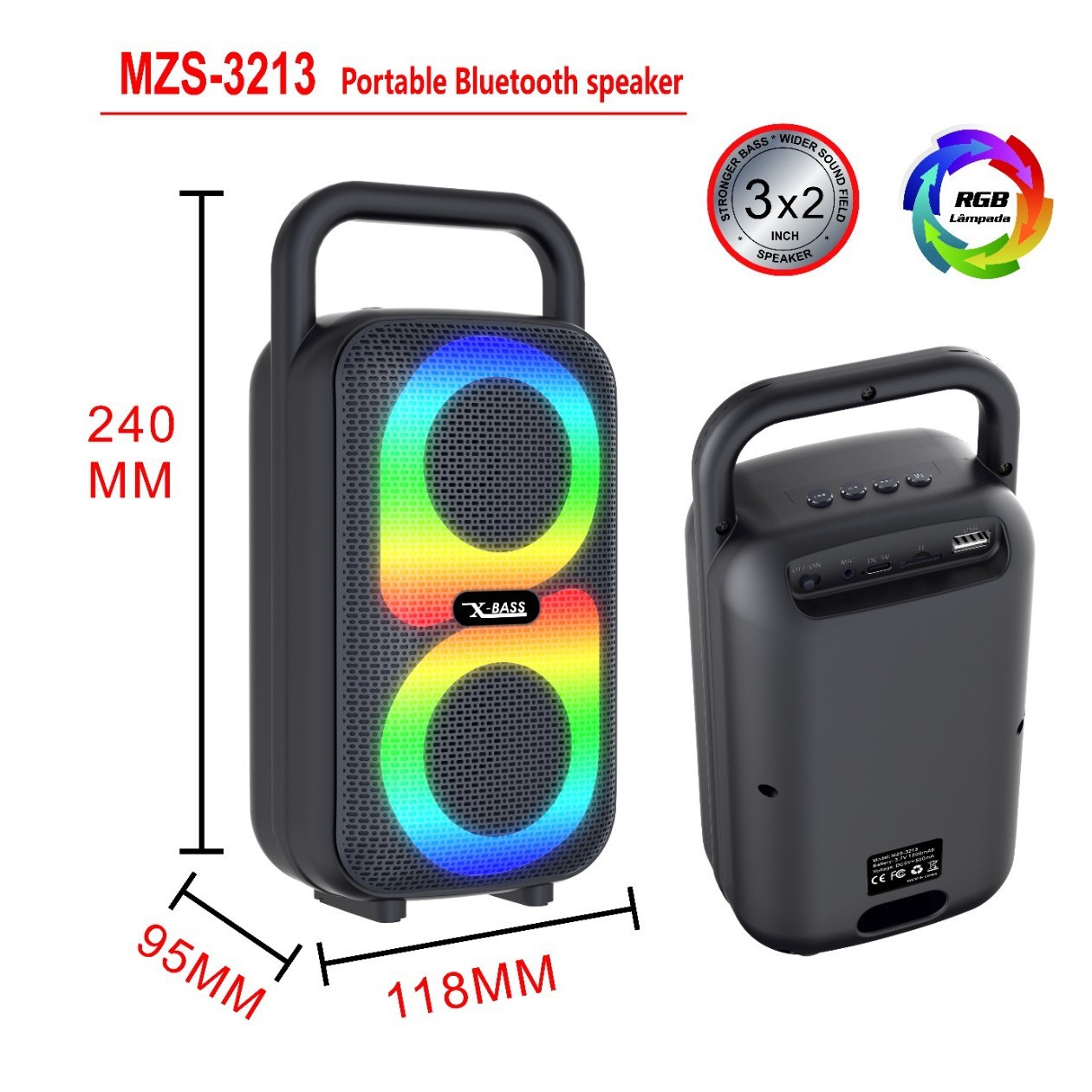 New portable square dance dual 3-inch RGB loud volume high sound quality card Bluetooth speaker
