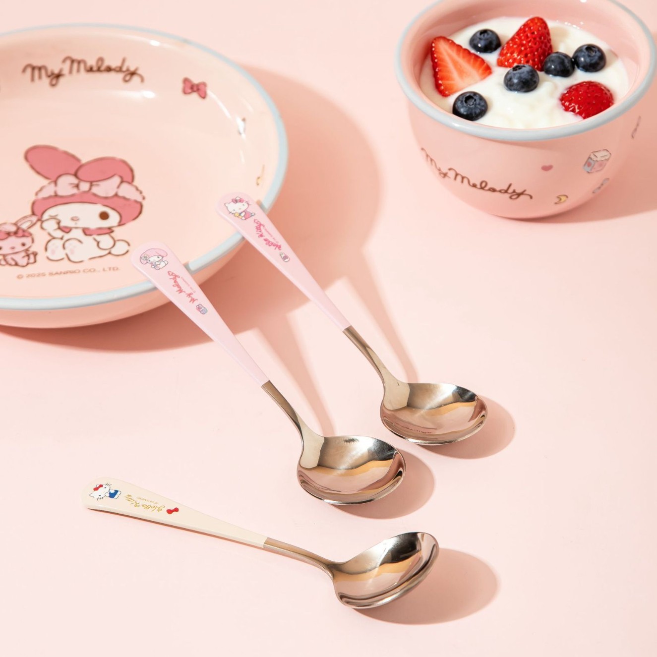 Sanrio Official Stainless Steel Spoon Fruit Dessert Spoon Kids Spoon Cute Eating Long Handle Spoon