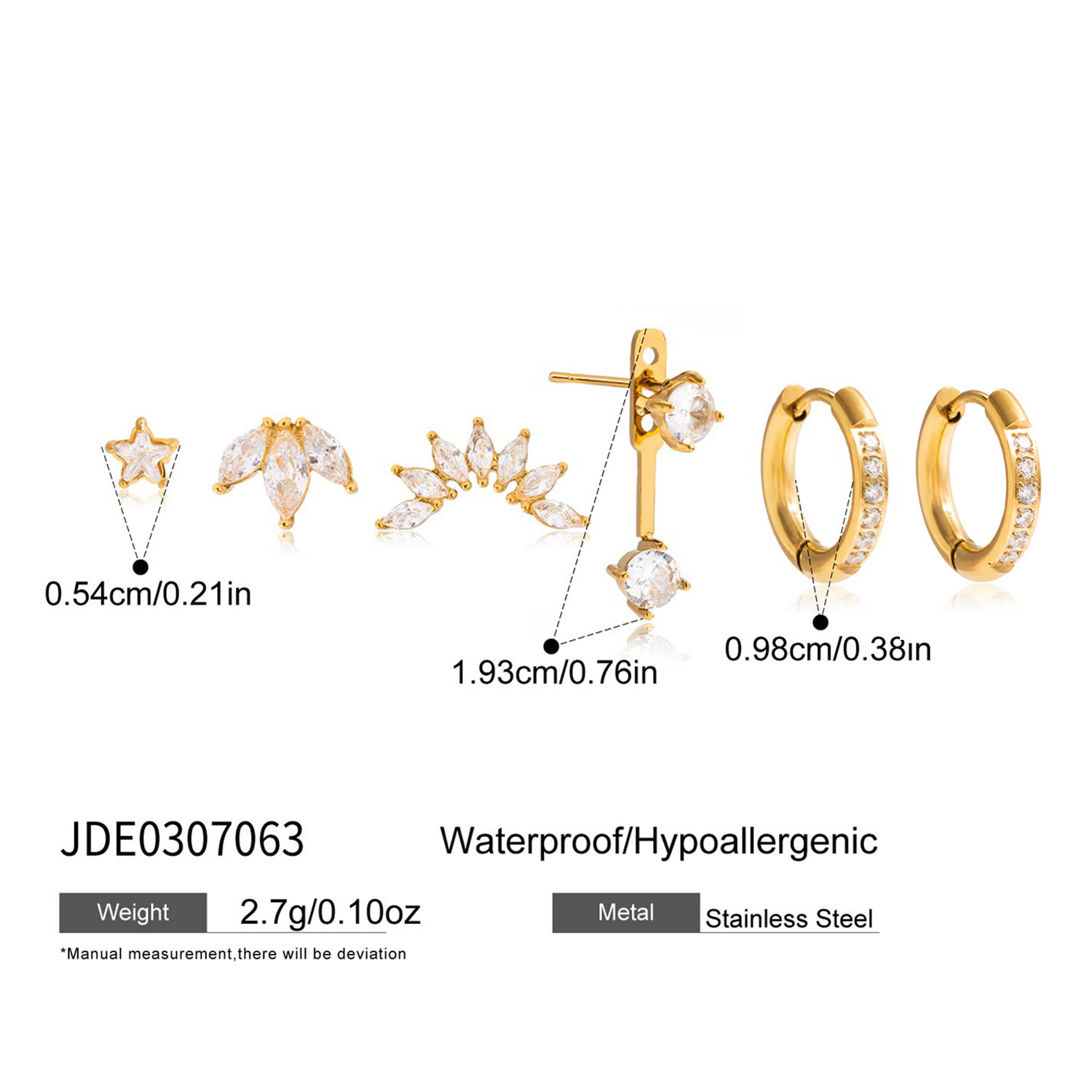Jieding titanium steel zircon necklace niche jewelry women stainless steel earrings ear accessories