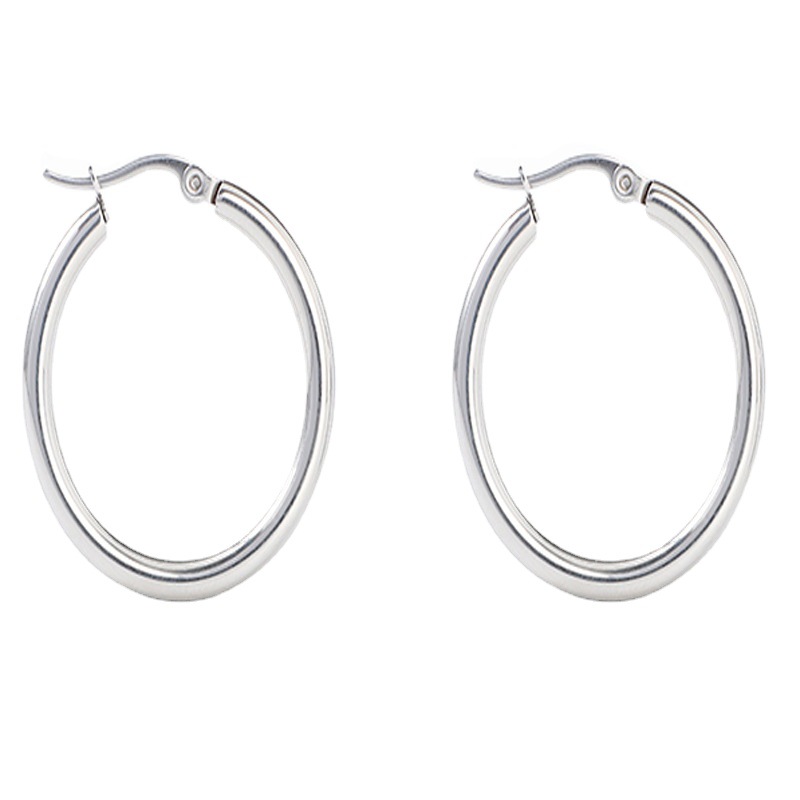 Gold stainless steel small earrings, titanium steel round wire ear clips, simple exaggerated earrings geometric