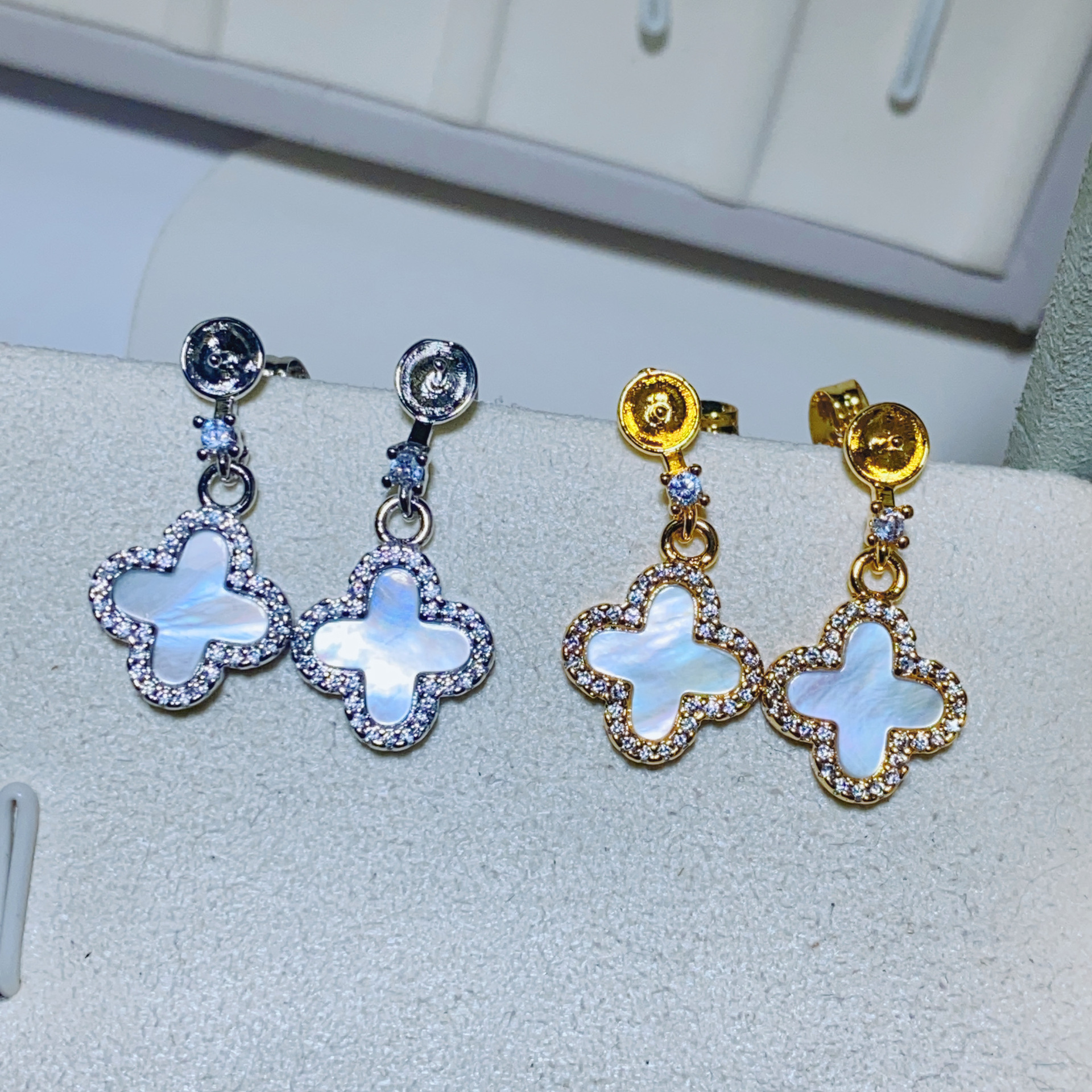 金色托（不含珠） · P1490珍珠吊贝母四叶草（7mm）