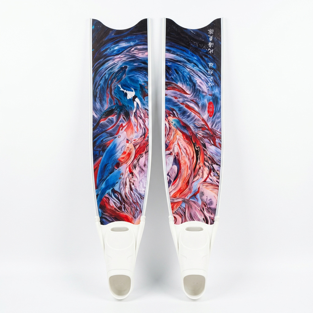 Free diving fin sticker Leaderf C4 V3 scuba fin pattern sticker logo diving equipment