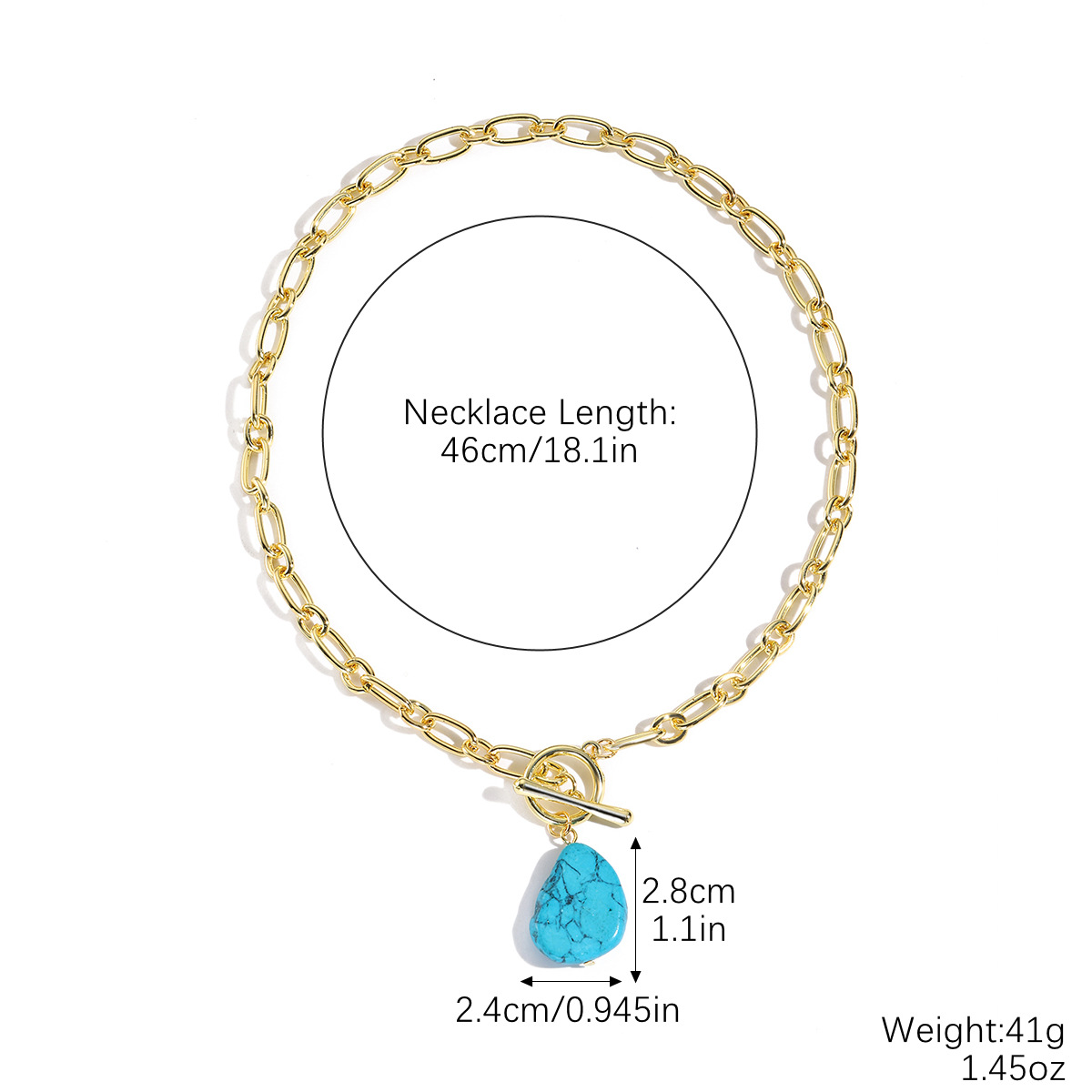 Turquoise necklace Bohemian ethnic style double-layer stacked drop turquoise necklace