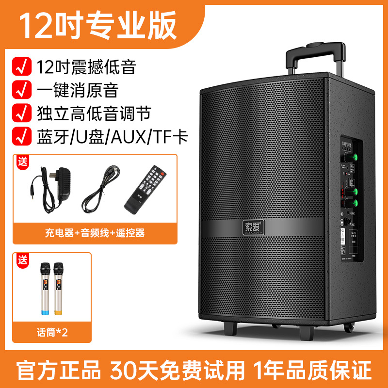 Soai F36 Square Dance Speaker Outdoor Performance K Song Dance 15-inch Mobile Pull Rod Bluetooth Speaker with Microphone