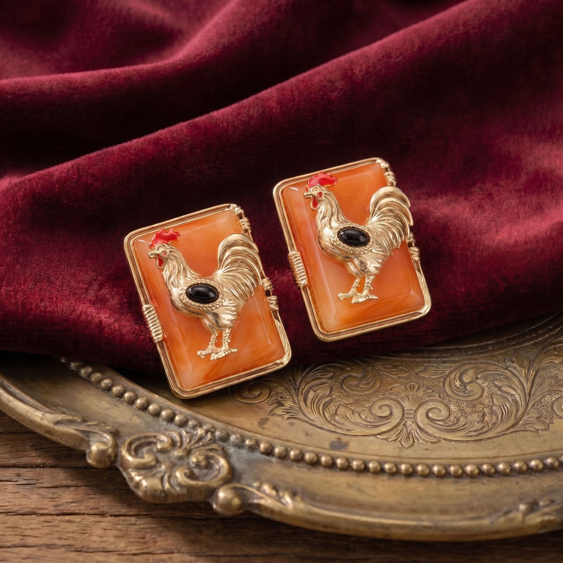 Qingdao vintage palace style twelve zodiac earring necklace ring set accessories women
