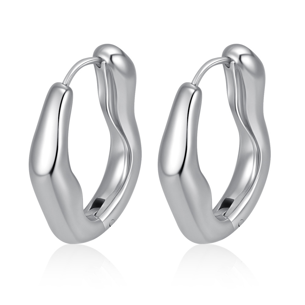 Stainless steel earrings simple irregular elegant commuting style for women ear clips