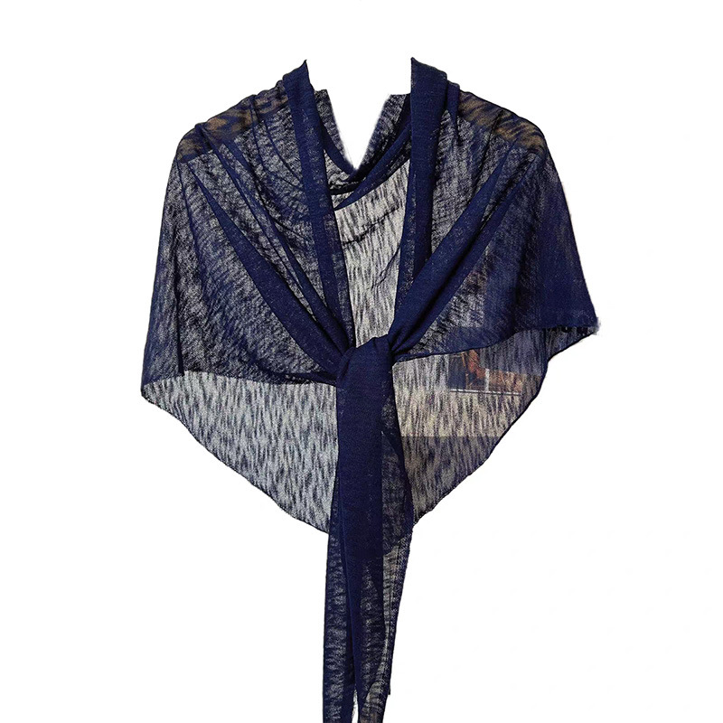 Spring and summer thin bamboo knot cotton triangle shawl Tencel linen blend air-conditioned cardigan outer scarf