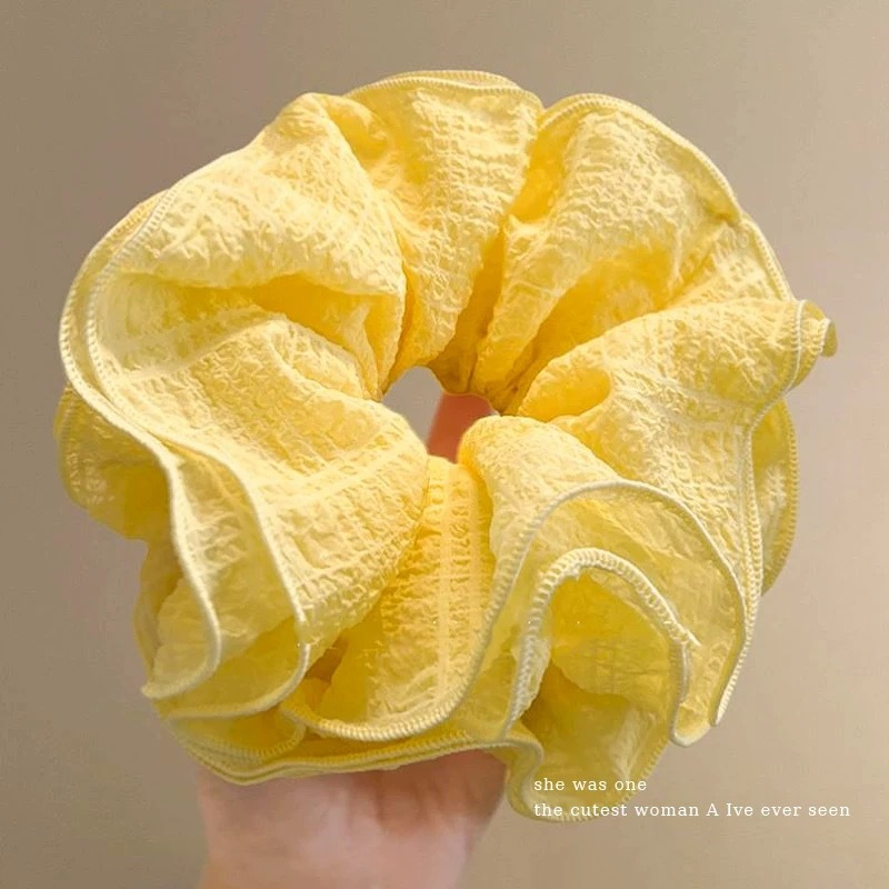 81#明媚黄香草冰淇淋泡泡纱发圈约16cm