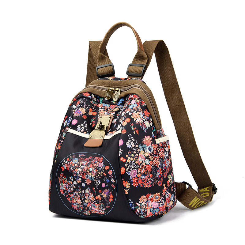 2025 New Women's Backpack Large Capacity Canvas Oxford Cloth Printed Travel Backpack