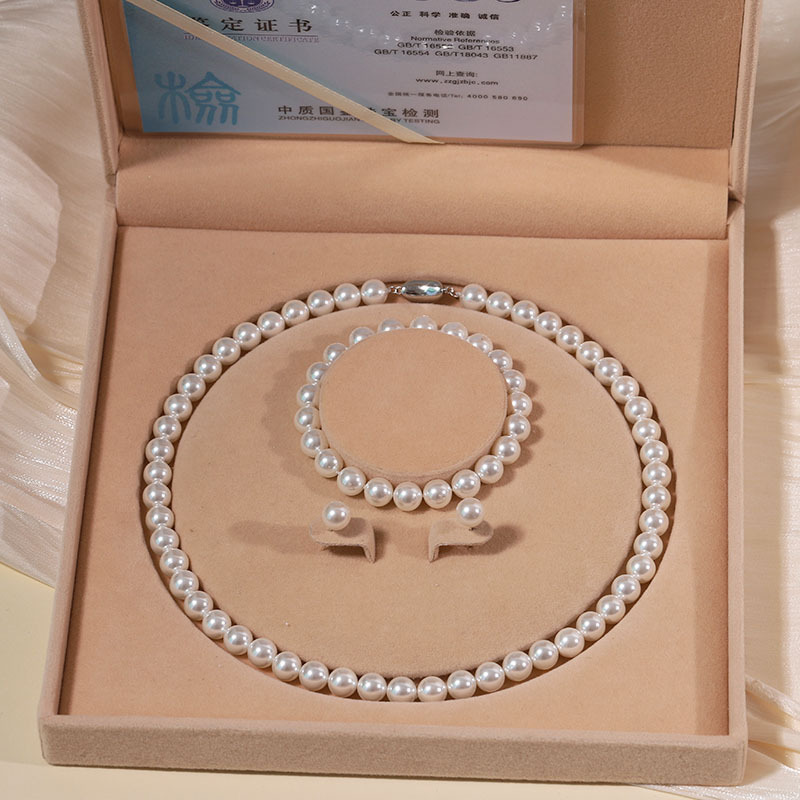 S925 Sterling Silver Yuanbao Buckle Natural Shell Pearl Necklace for Women Strong Luster True Round Gray Pearl