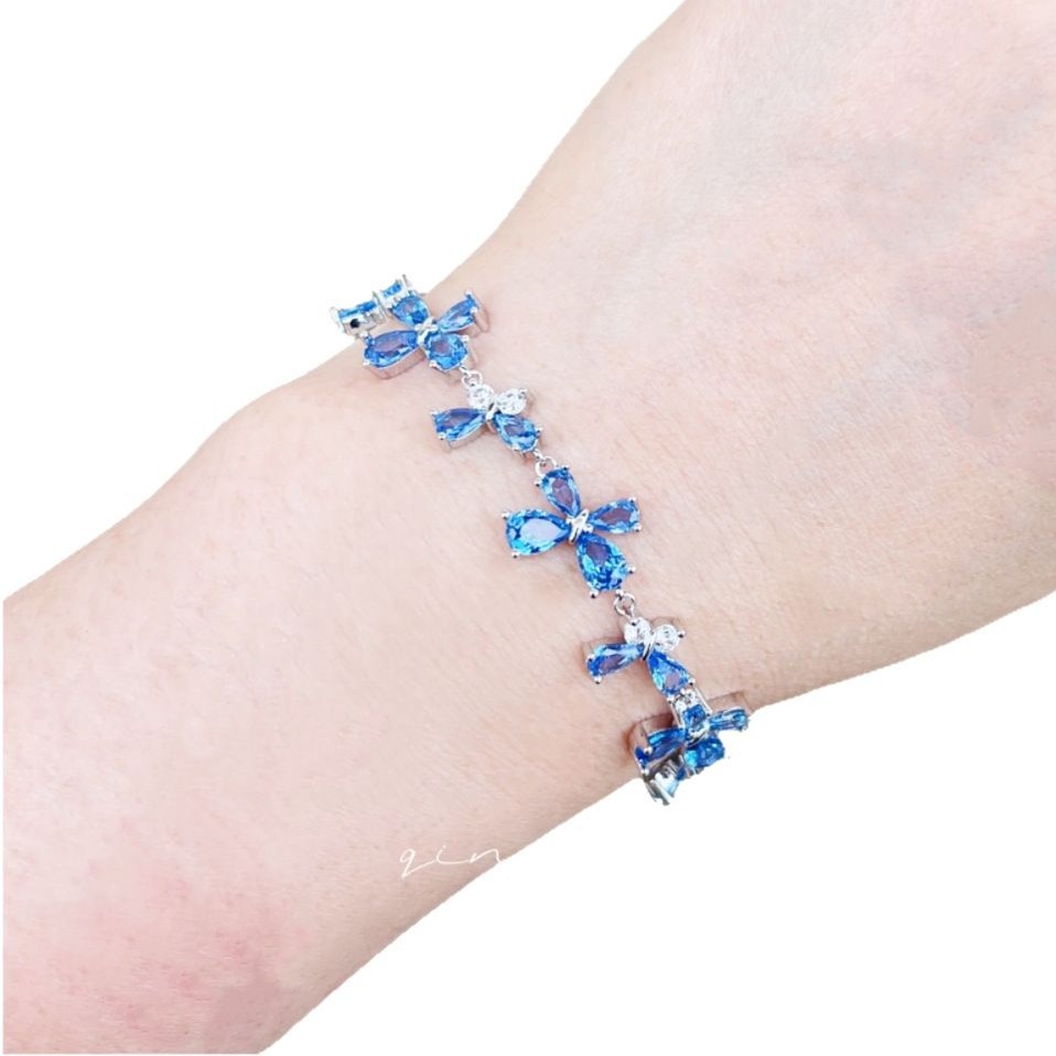 Butterfly Olive Green Zirconia Bracelet Exquisite Red Corundum Light Sea Blue Spinel Hand Jewelry