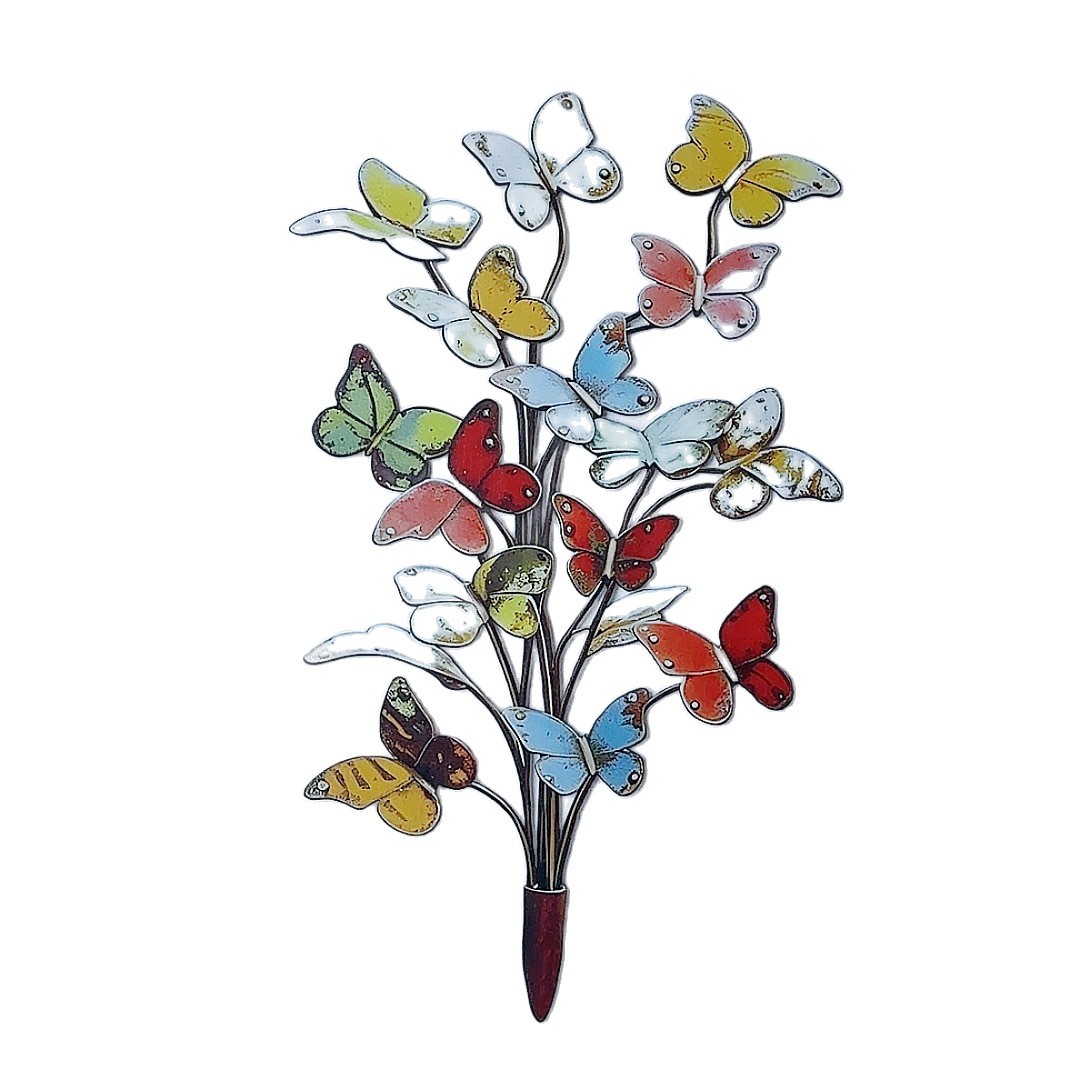 Iron Butterfly Ground Insert Garden Courtyard Decoration Outdoor Potted Plant Lawn Colorful Metal Insert Sign