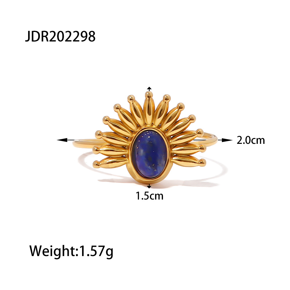 Jieding titanium steel natural stone ring niche hand jewelry stacking stainless steel accessories