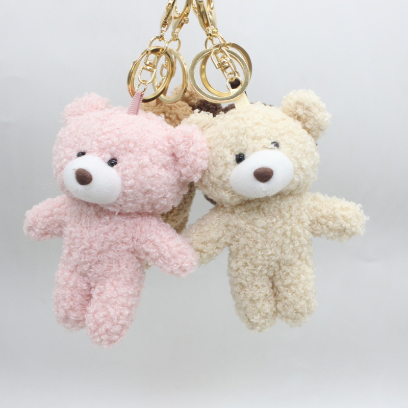 Conjoined Teddy Bear Plush Toy Keychain Bag Charm Cute Big Head Accessories Sweater Doll