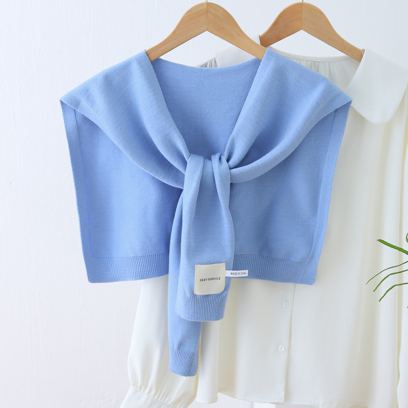 Knitted small shawl for women, spring/autumn/summer air-conditioned room neck protection cape, thin outerwear matching skirt shirt