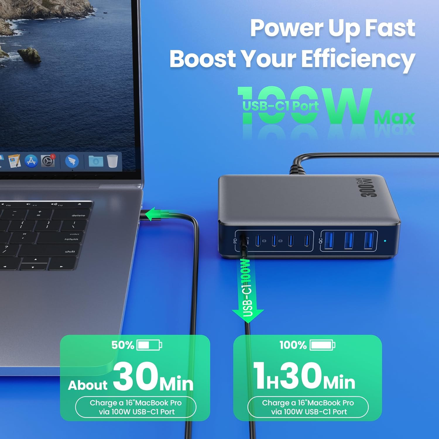 Selected 300W GaN Charger 20V5A High Power Phone Laptop Desktop Charging Station 300W Fast Charging