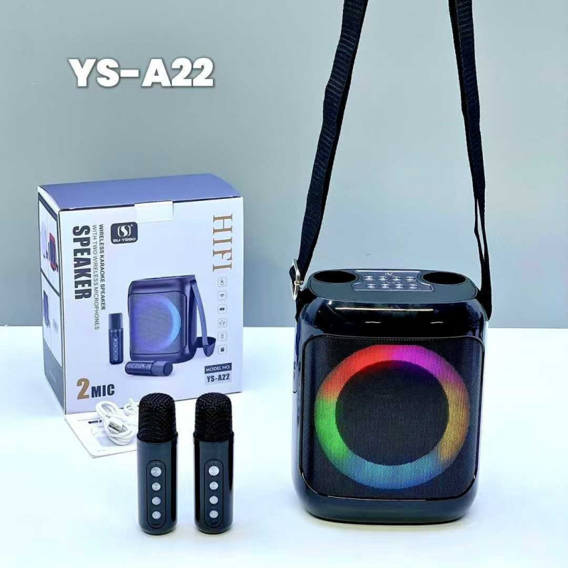 YS-A22 Karaoke Set KTV Sound Bluetooth Speaker Dual Microphone Speaker Microphone All-in-One
