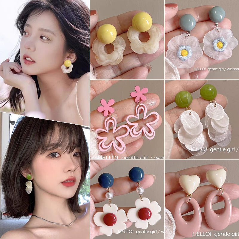 Earrings for Women Summer Small Colorful Stud Earrings Face-Slimming Seaside Vacation Photo Ear Drops Earrings