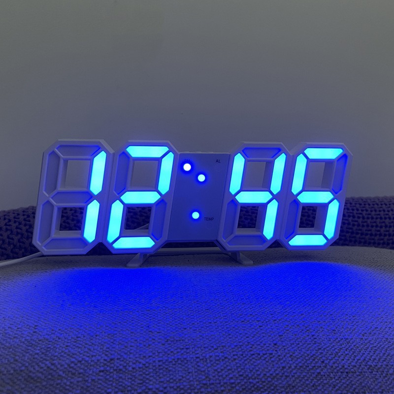 3D Digital Alarm Clock Home Desktop Clock Wall-Mounted Living Room LED Wall-Mounted Electronic Clock Wall Clock