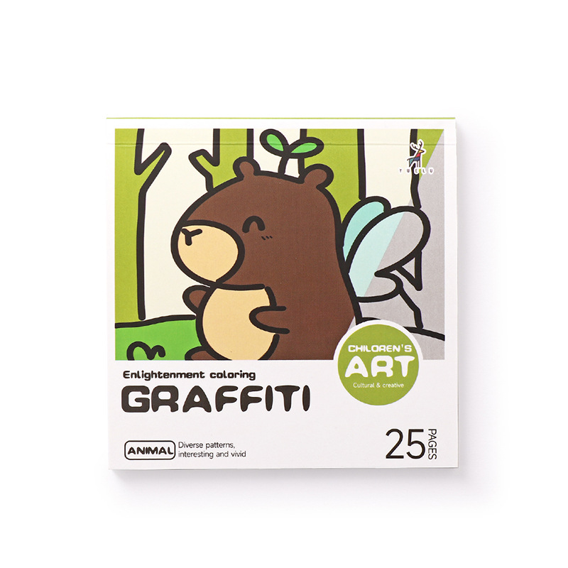 Cartoon portable coloring book kindergarten children coloring book 25 sheets mini watercolor coloring book painting graffiti book
