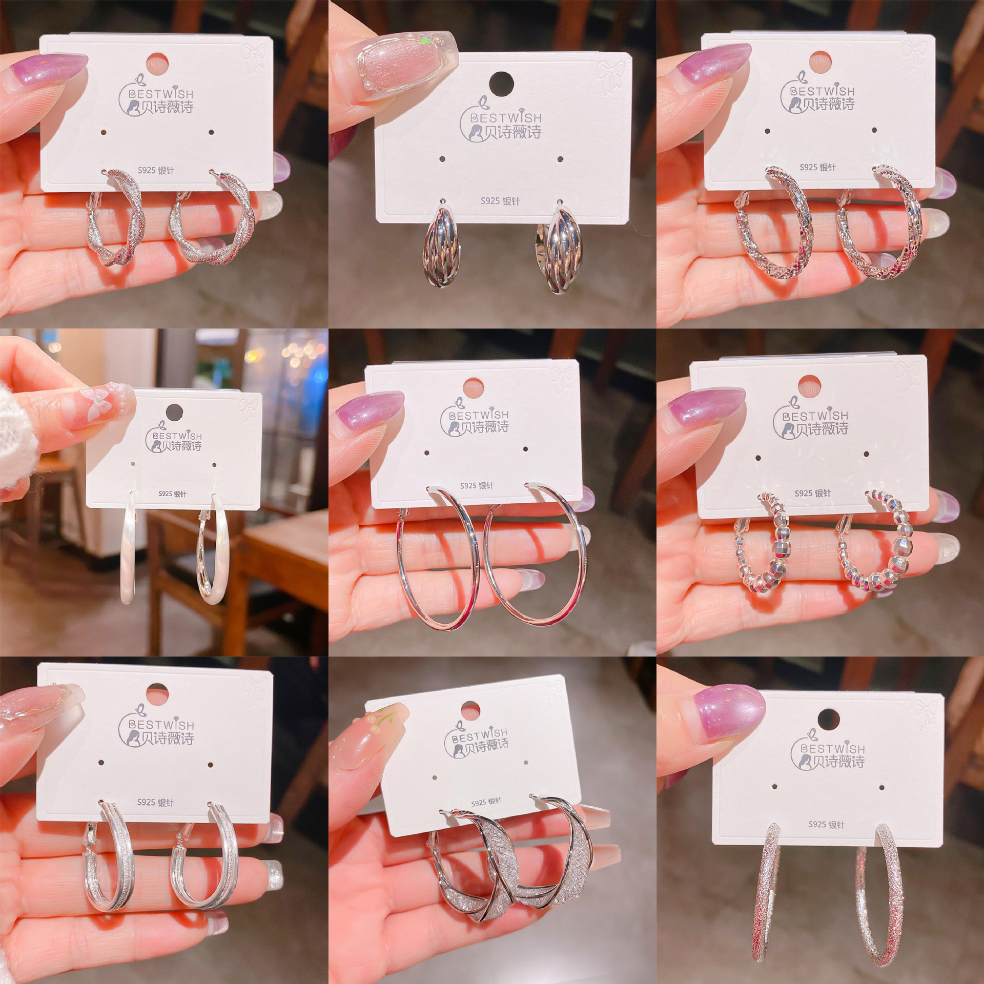 [Geometric smooth] Gold-plated quality circle smooth silver needle earrings, cool square earring accessories