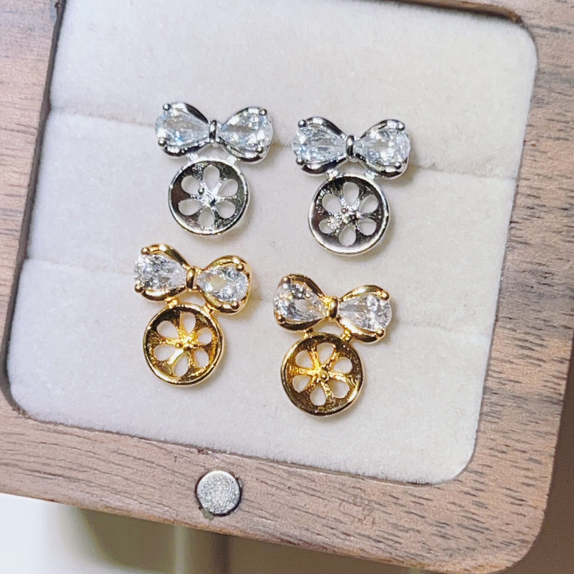 Real Gold Electroplated 18K Gold-Plated Zircon Pearl Earrings Empty Mount Natural Mother-of-Pearl Handmade DIY Pearl Earrings Accessories for Women