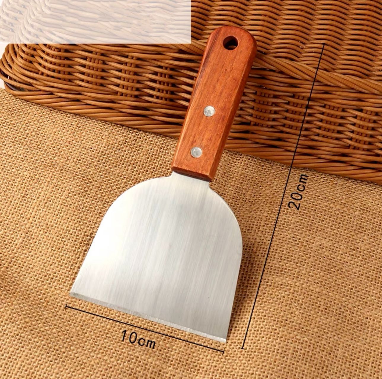 Wooden Handle Teppanyaki Beef Steak Steak Spatula Pizza Pan-Fried Spatula Hand-Grasp Cake Tool Triangle Spatula Pancake Spatula
