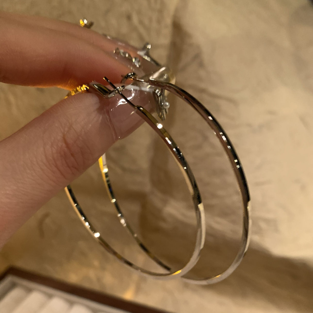 Large Hoop Earrings Women Round Ear Hoops Circle Earrings Sterling Silver Ear Pin Ear Drops
