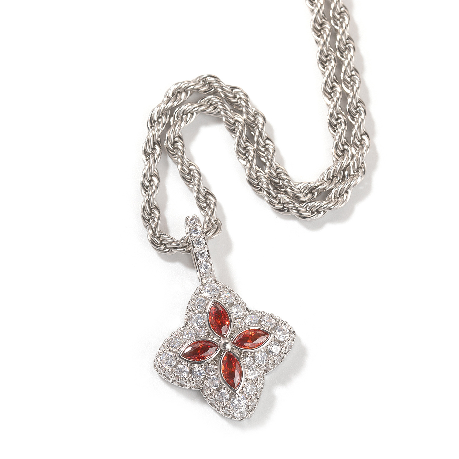 Hip Hop Vintage Four-Leaf Clover Pendant Sweater Necklace Exquisite Colorful Four-Leaf Clover Necklace Women