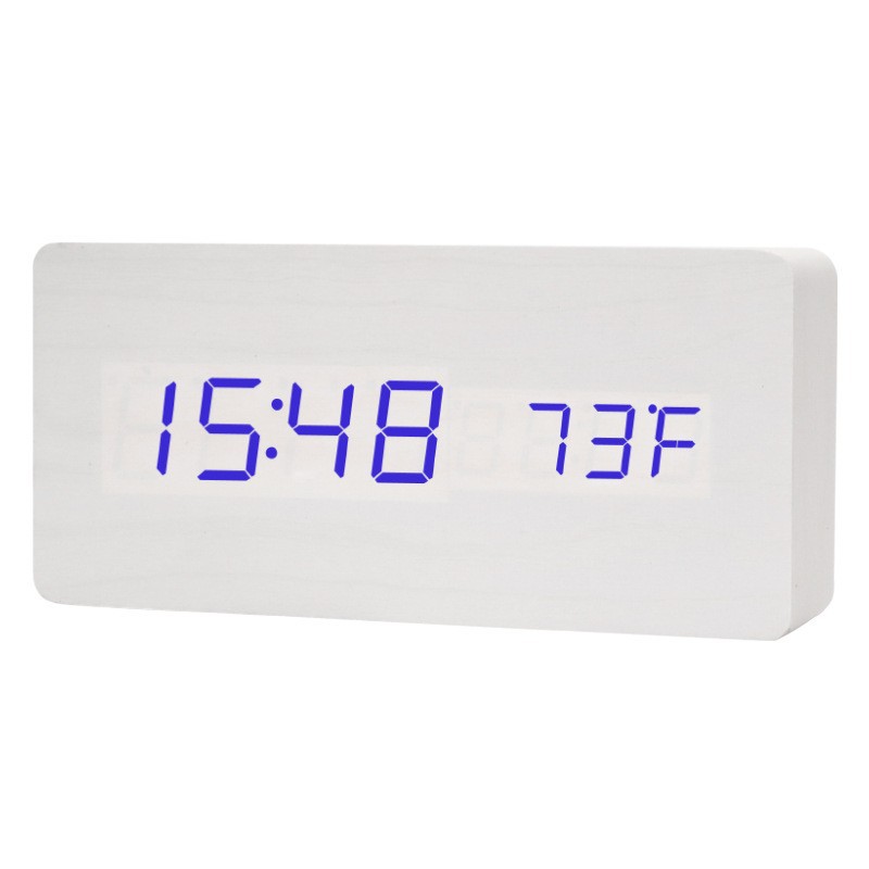 Multifunctional voice-controlled wooden clock, simple home wooden clock, multifunctional student gift electronic clock