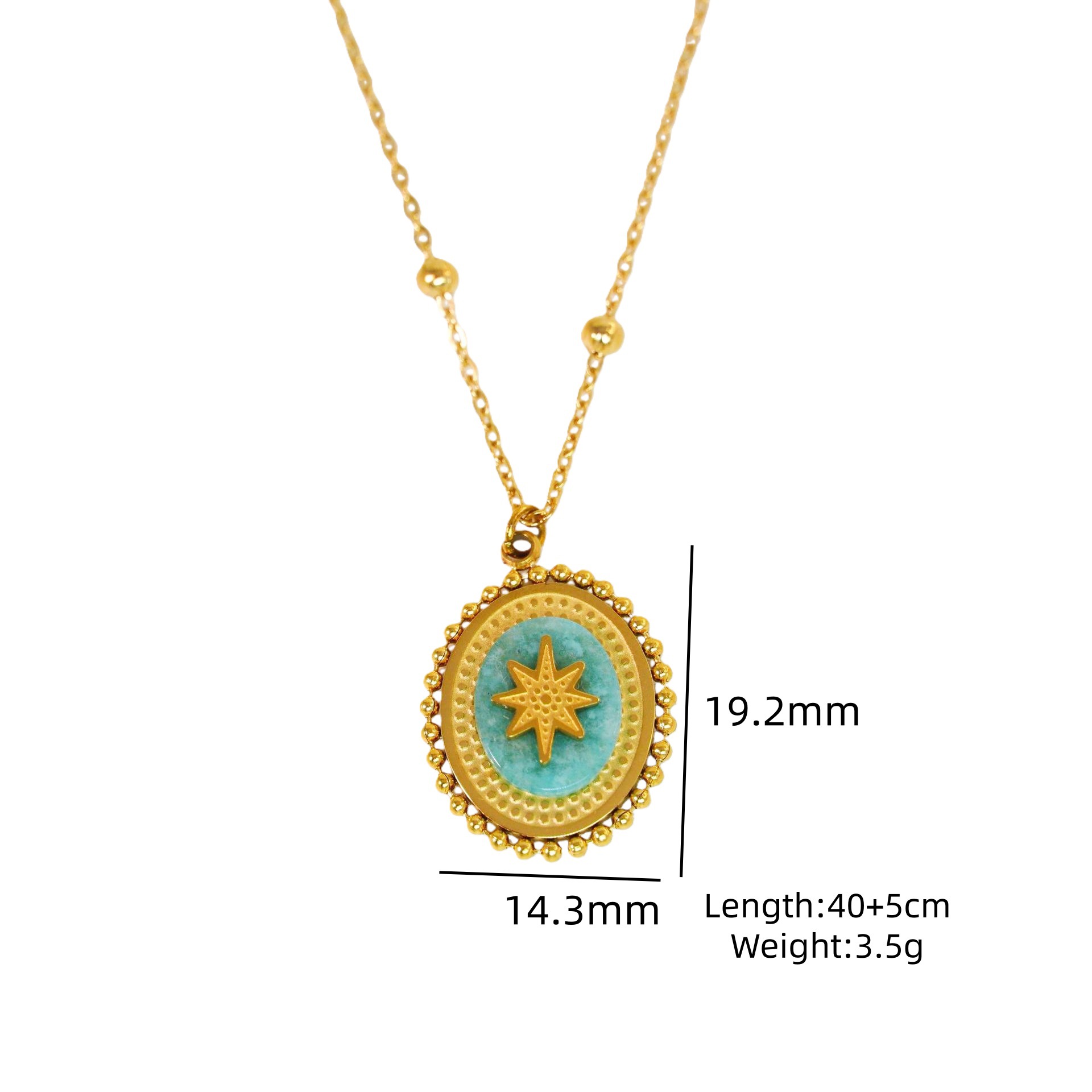 Blue Series Amazonite Stainless Steel 14K Gold Necklace Simple Handmade Necklace
