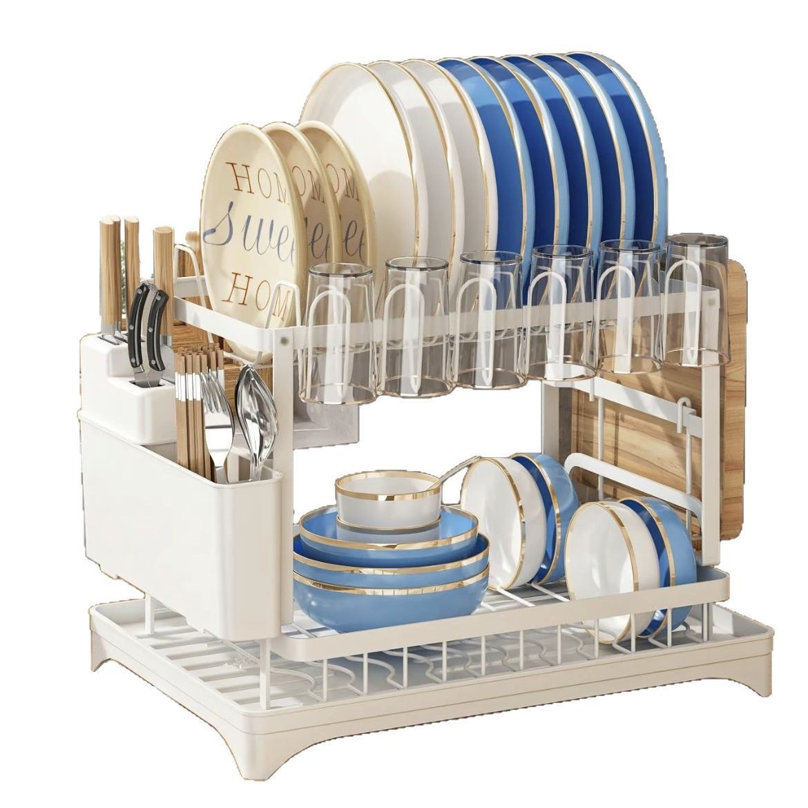 kitchen storage rack bowl dish plate storage rack drain rack home use multifunctional bowl rack chopstick cup storage rack