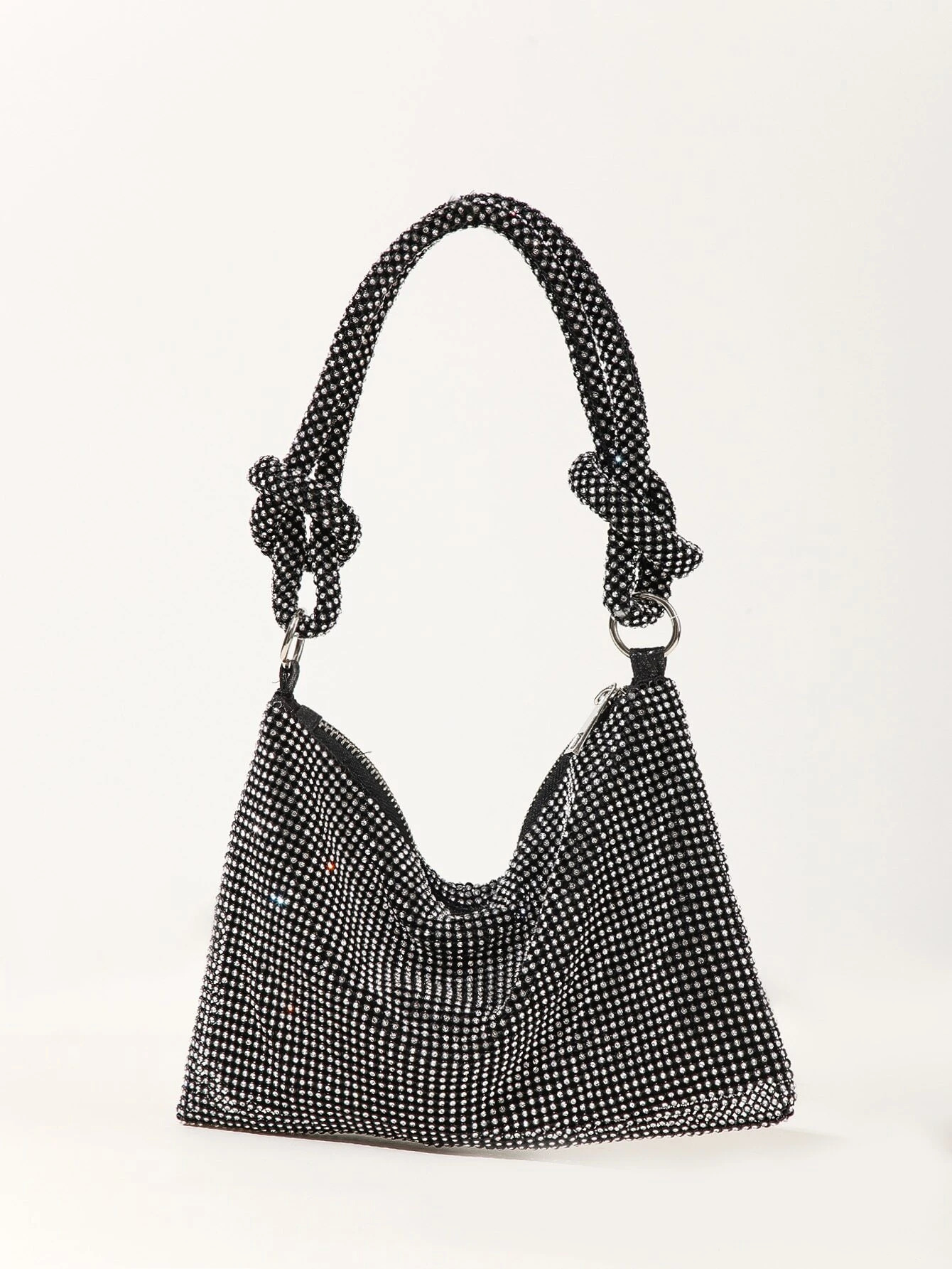 Crystal-embellished evening bag, handmade banquet dress bag, sparkling knot crystal bag, party bag, clutch bag