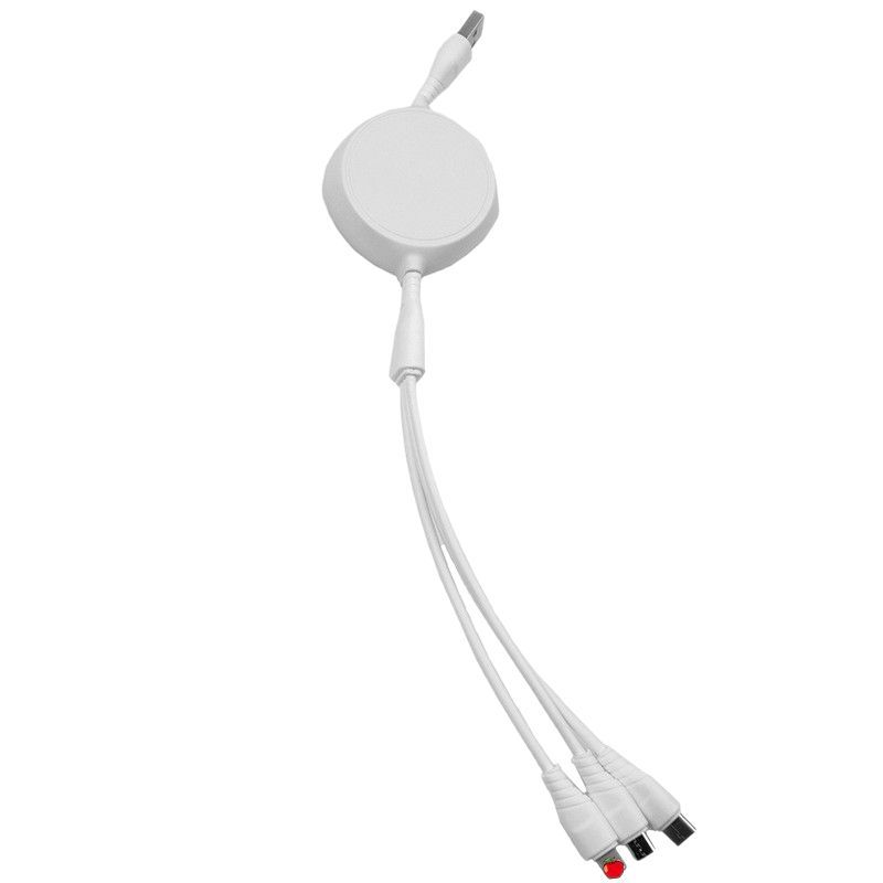 Custom logo wheat straw biodegradable retractable data cable for Apple Android 3-in-1 wheat straw ECO
