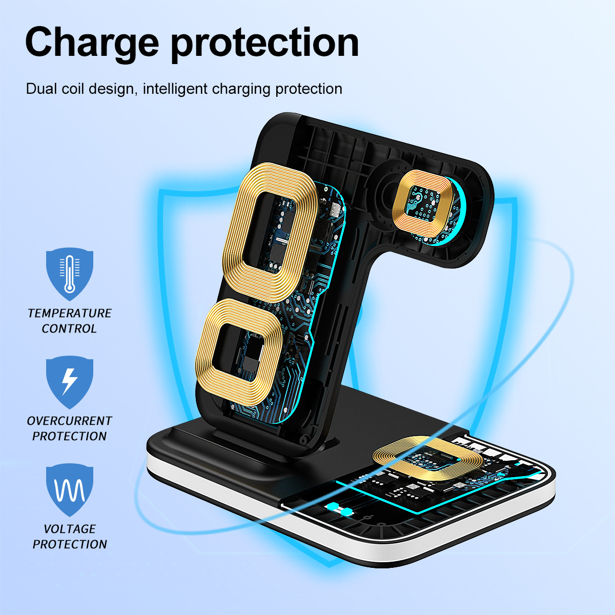 Foldable three-in-one wireless charger 3-in-1 wireless charger multi-function wireless charger night light nursing lamp wireless charger