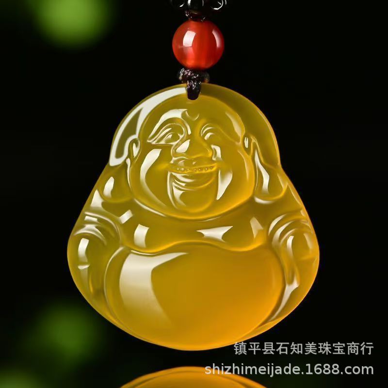 Ice Seed Yellow Chalcedony Guanyin Buddha Pendant Men Women Yellow Agate Auspicious Cloud Lock Pixiu Multi Pendant Live Broadcast