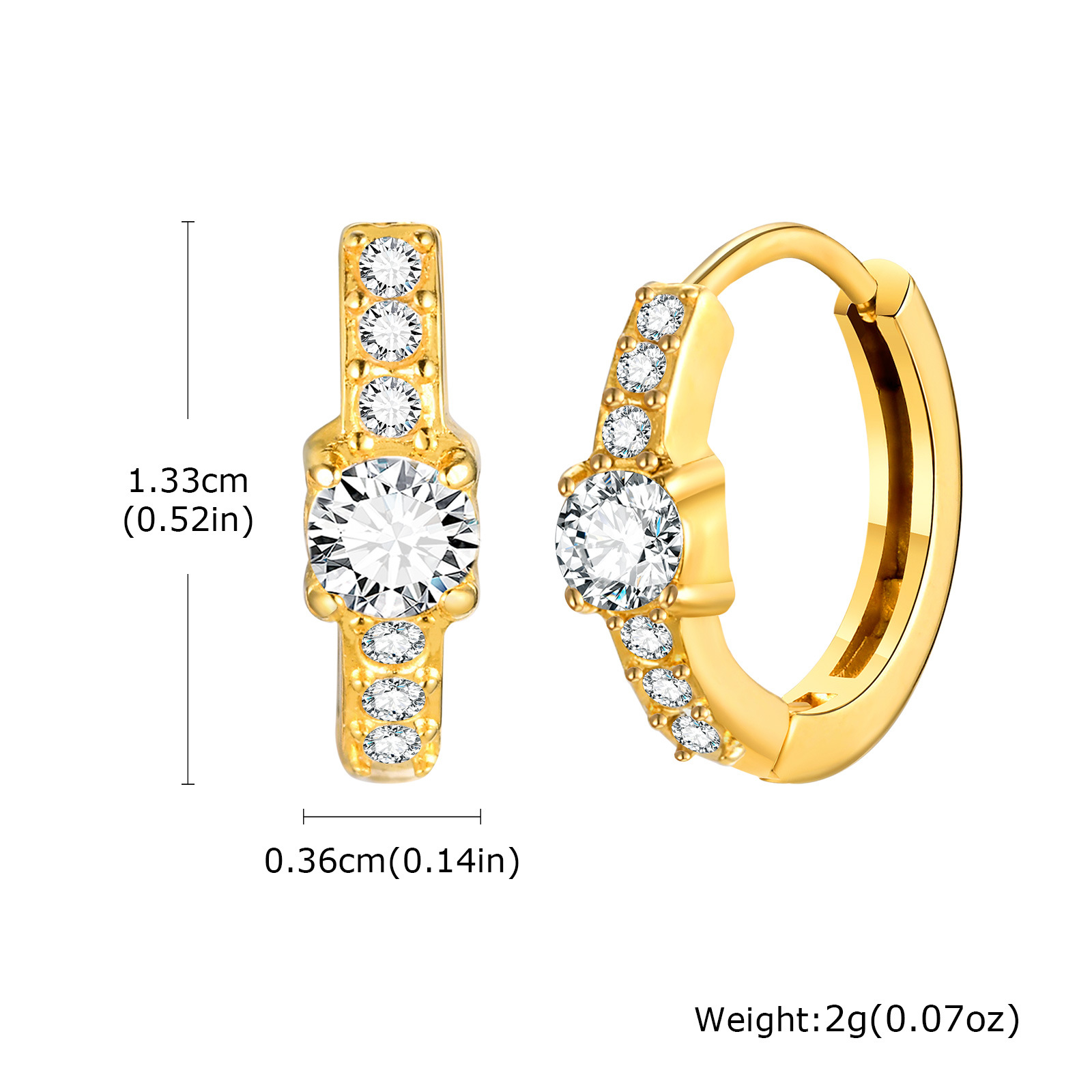 Women's Stainless Steel Imitation Czech Stone Eight-Pointed Star Earring Gold Heart Butterfly Ear Stud Earring Huanmu Accessories
