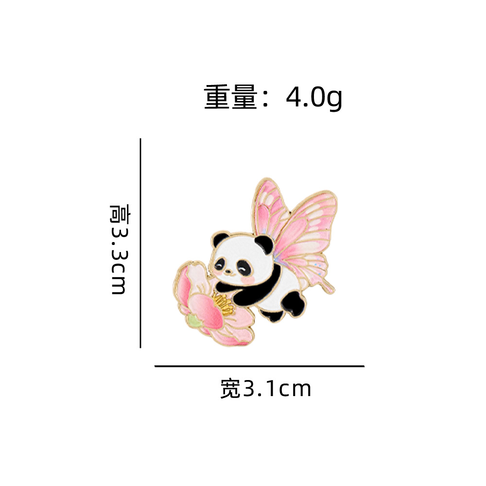 Panda Bouquet Badge Cute Cartoon Animal Flower Chengdu Tourist Gift Brooch Clothing Hat Accessory