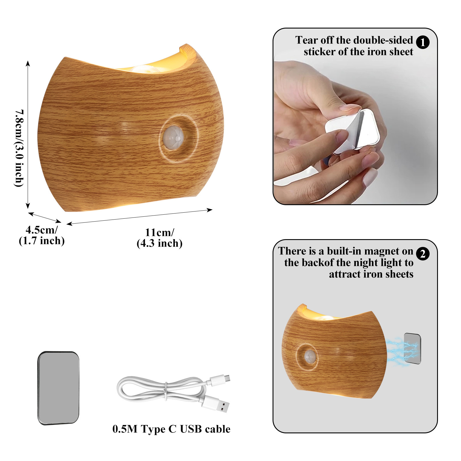 LED Magnetic No Wiring No Drilling Wall Light Charging Bedroom Bedside Human Body Induction Atmosphere Light