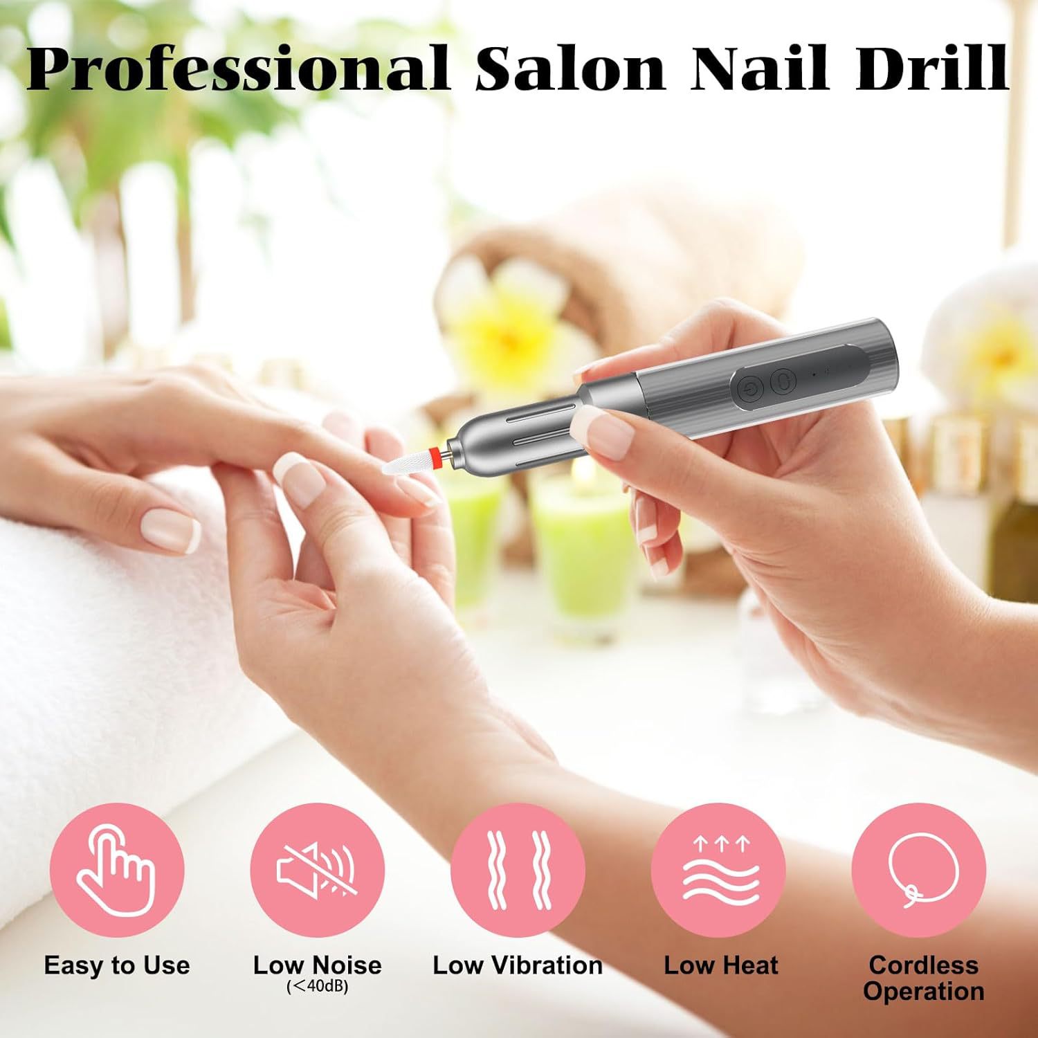 Nail Drill for Manicure, Electric Nail File Pen-Style Portable, Dead Skin Remover for Thick Yellow Nails