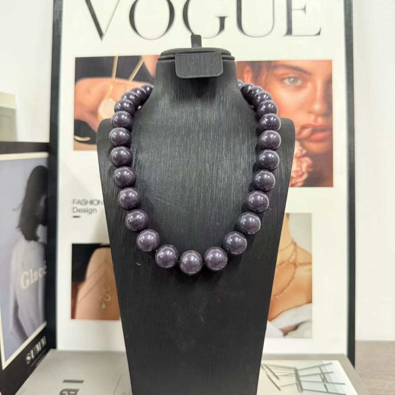 Imitation Swarovski Round Pearl Necklace for Women 14-16mm Large Size Necklace Clavicle Chain Accessories