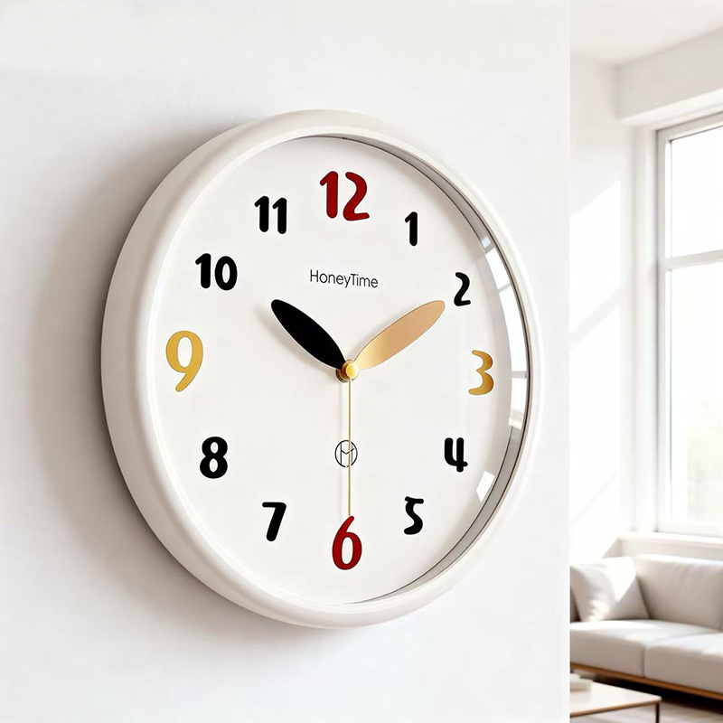 Modern Simple Wall Clock for Living Room Bedroom, Silent Wall Clock, No Drilling Wall Clock