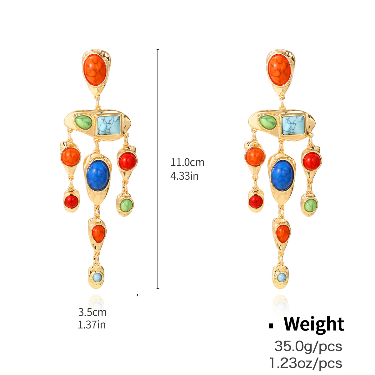 Kenjie 2025 new natural stone style necklace collar chain court style earrings for women