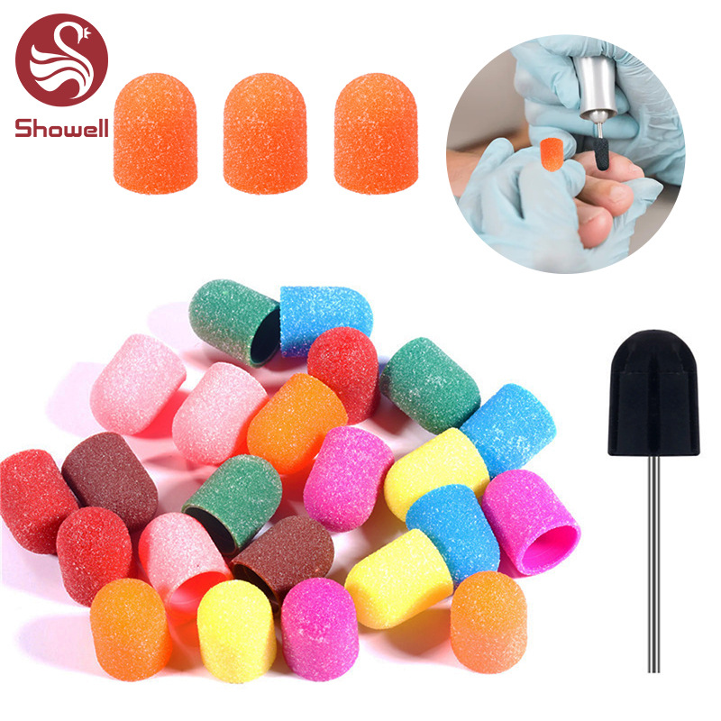 Nail Grinding Sand Cap 10 Colors Ball Shape Nail Polish Remover Polishing Sand Cap Foot Dead Skin Removal Nail Grinding Head Sand Cap