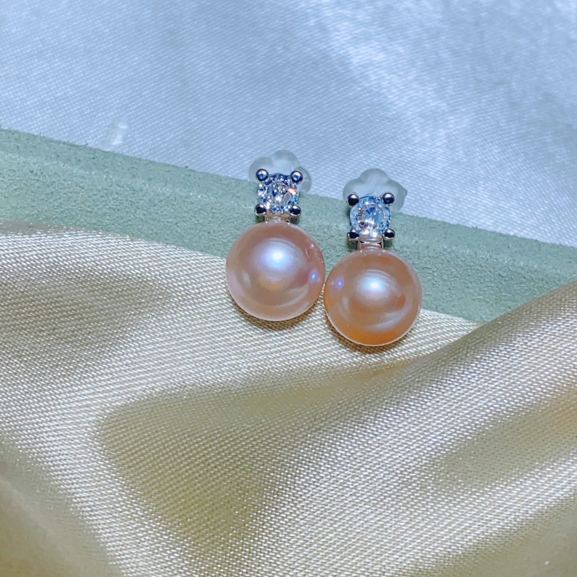 Princess 925 Silver Needle Earrings Natural Freshwater Pearl 7-8mm Surface Basically Flawless Earrings Small Batch Sample