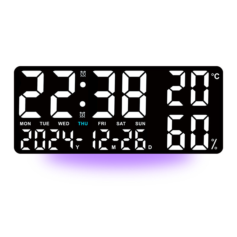 New Temperature and Humidity Living Room Wall Clock Simple Multifunctional Electronic Clock Large Font with Night Light Multiple Alarm Groups GH9002