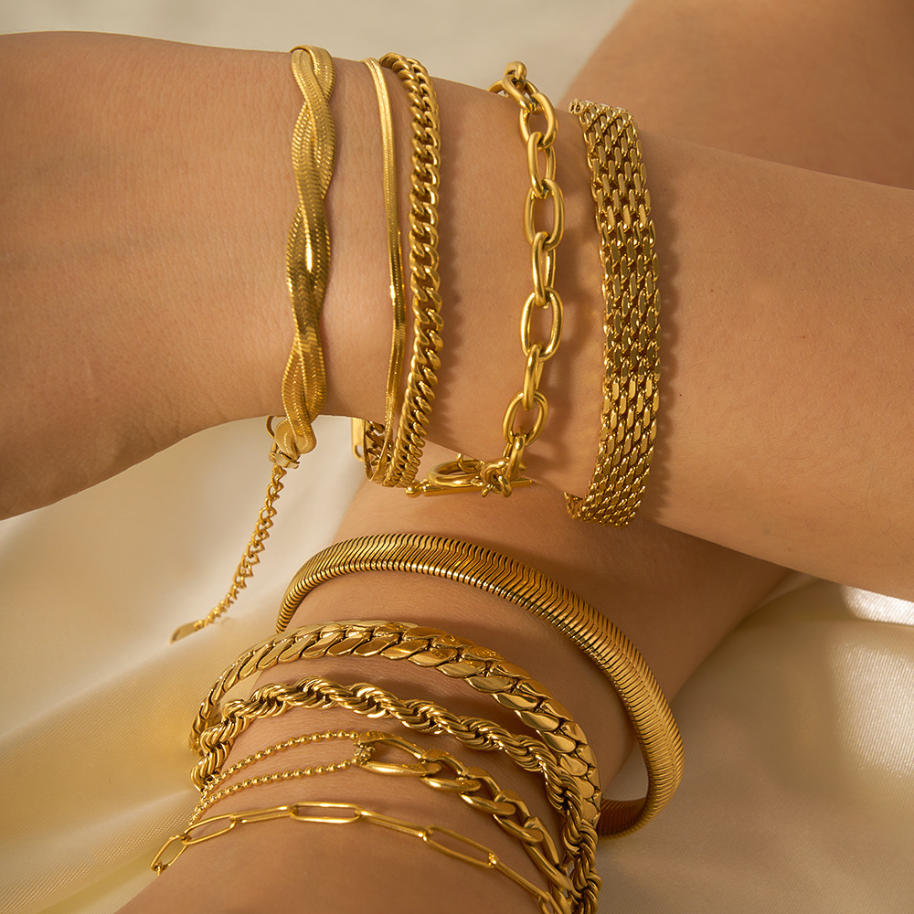Titanium steel bracelet diy bracelet 18k gold plated stainless steel chain bracelet